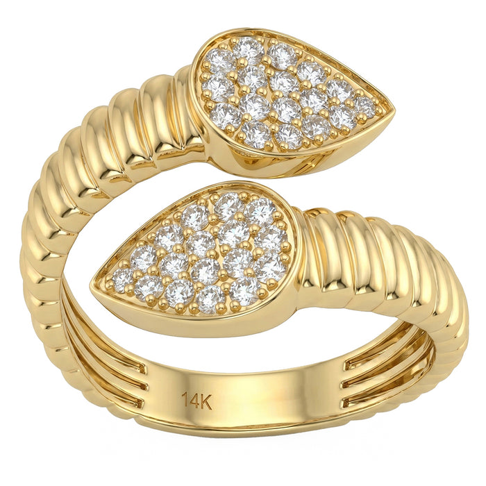 SPECIAL! .48ct G SI 14kt Yellow Gold Diamond Pear Shape Wrap Around Ring Size 6.5