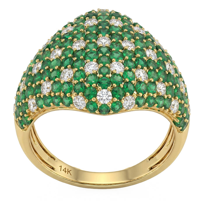 SPECIAL! 2.43ct G SI 14kt Yellow Gold Diamond & Emerald Gemstone Pave Band Ring Size 6.5