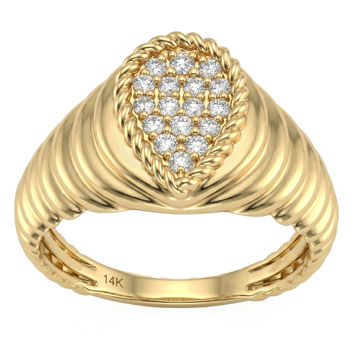 SPECIAL! .22ct G SI 14kt Yellow Gold Diamond Pear Shape Modern Band Ring Size 6.5