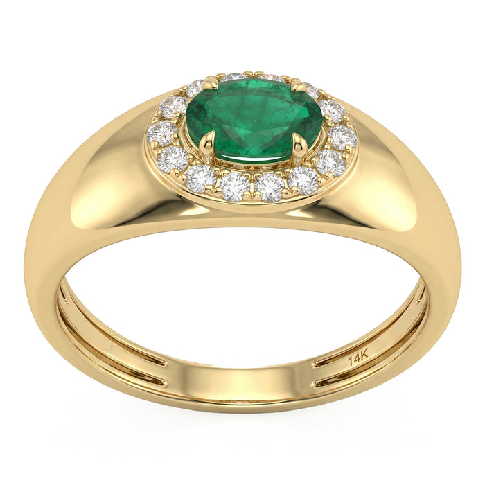 SPECIAL! .60ct G SI 14kt Yellow Gold Diamond & Emerald Gemstone Ring Size 6.5