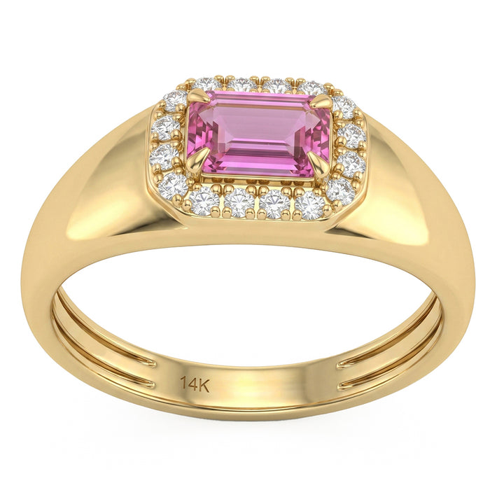 SPECIAL! .67ct G SI 14kt Yellow Gold Diamond & Pink Sapphire Gemstone Ring Size 6.5