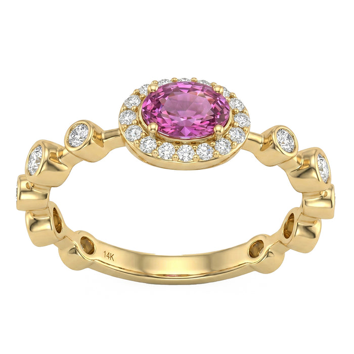 SPECIAL! .71ct G SI 14kt Yellow Gold Diamond & Pink Sapphire Gemstone Ring Size 6.5