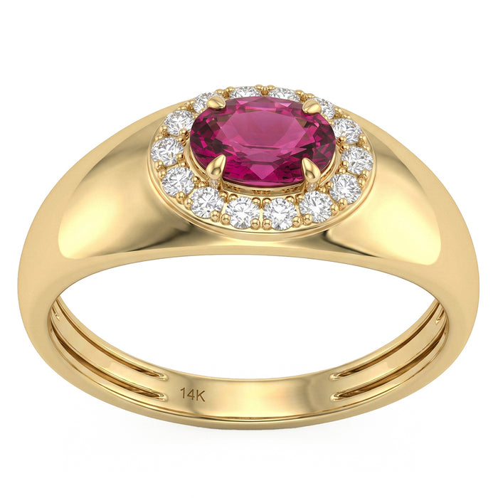 SPECIAL! .78ct G SI 14kt Yellow Gold Diamond & Pink Sapphire Gemstone Ring Size 6.5