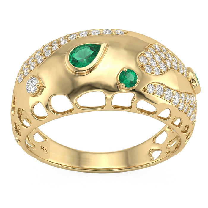 SPECIAL! .51ct G SI 14kt Yellow Gold Diamond & Emerald Gemstone Ring Size 6.5