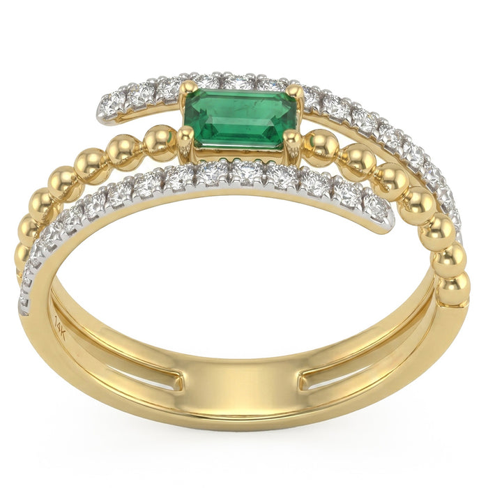 SPECIAL! .55ct G SI 14kt Yellow Gold Diamond & Emerald Gemstone Ring Size 6.5