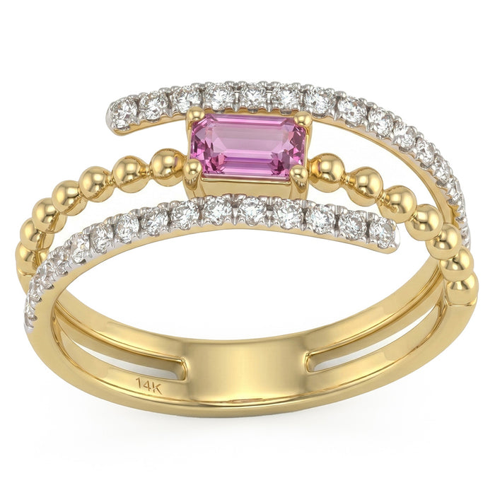 SPECIAL! .61ct G SI 14kt Yellow Gold Diamond & Pink Sapphire Gemstone Ring Size 6.5