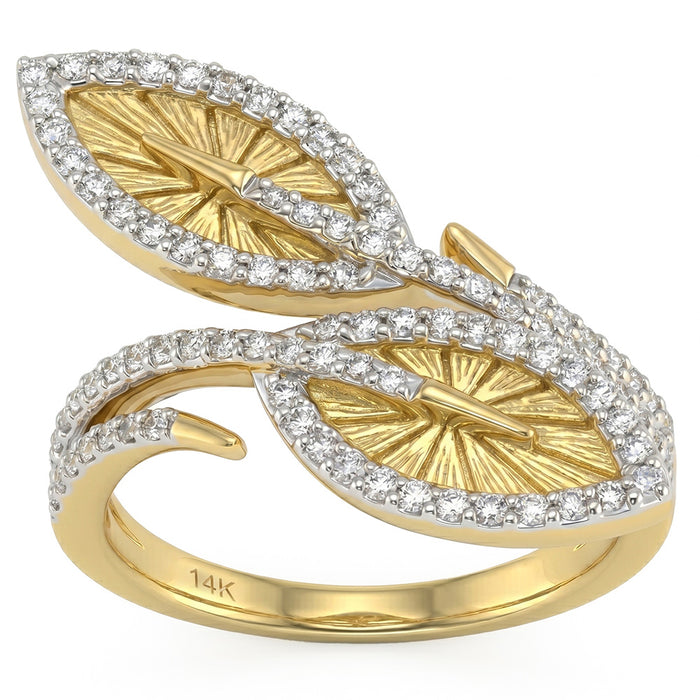 SPECIAL! .42ct G SI 14kt Yellow Gold Diamond Leaf Wrap Ring Size 6.5