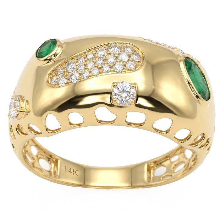SPECIAL! .53ct G SI 14kt Yellow Gold Diamond & Emerald Gemstone Band Ring Size 6.5