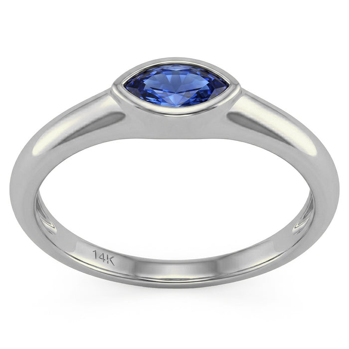 SPECIAL! .25ct G SI 14kt White Gold Blue Sapphire Gemstone Band Ring Size 6.5