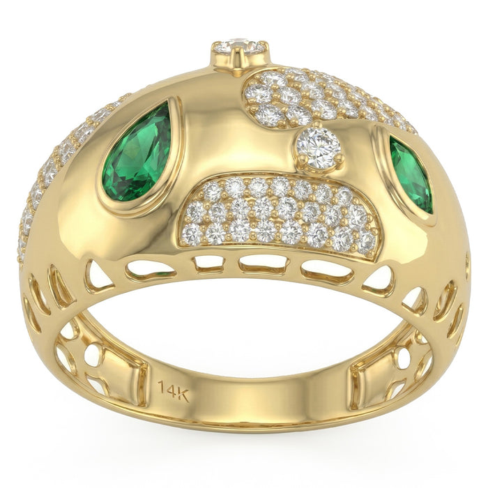 SPECIAL! .70ct G SI 14kt Yellow Gold Diamond & Emerald Gemstone Band Ring Size 6.5