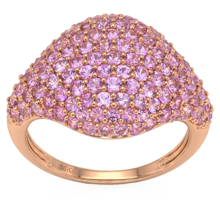 SPECIAL! 2.83ct G SI 14kt Rose Gold Pink Sapphire Gemstone Pave Ring Size 6.5