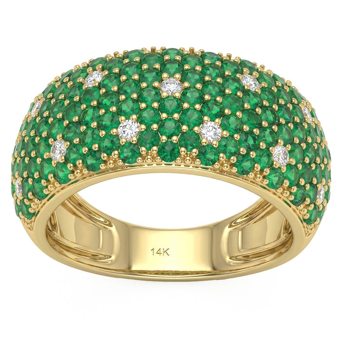 SPECIAL! 1.68ct G SI 14kt Yellow Gold Diamond & Emerald Gemstone Pave Ring Size 6.5