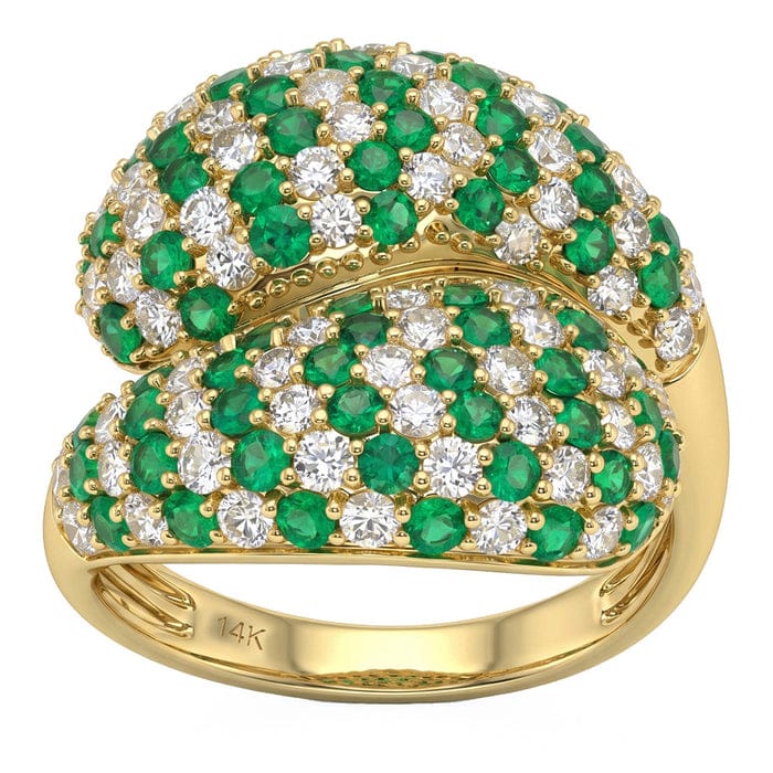SPECIAL! 2.62ct G SI 14kt Yellow Gold Diamond & Emerald Gemstone Pave Ring Size 6.5