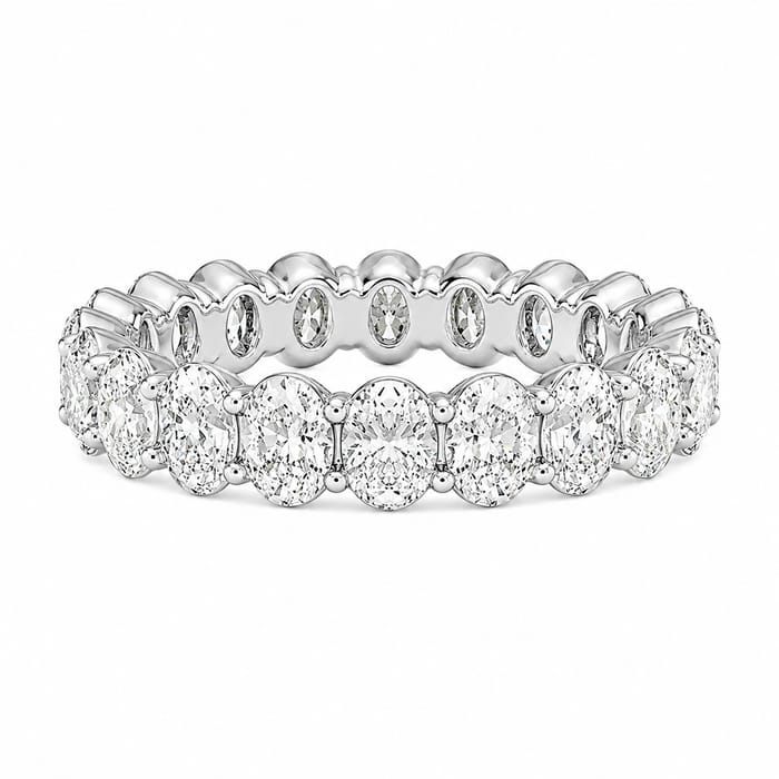SPECIAL! 2.53ct G SI 14K White Gold Oval Diamond Eternity Band Ring Size 6.5