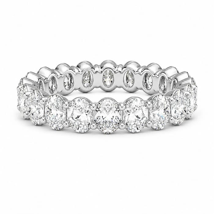 SPECIAL! 3.73ct G SI 14K White Gold Oval Diamond Eternity Band Ring Size 6.5