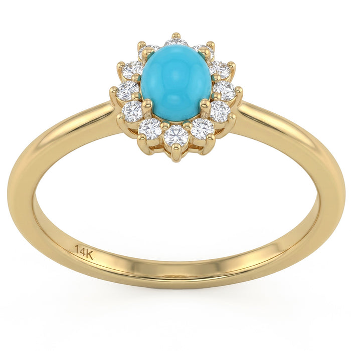 .21ct G SI 14K Yellow Gold Turquoise Gemstone Ring Size 6.5