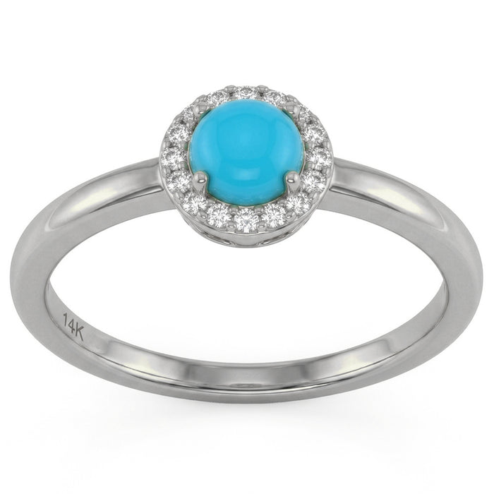 SPECIAL! .40ct G SI 14K White Gold Turquoise Gemstone Ring Size 6.5