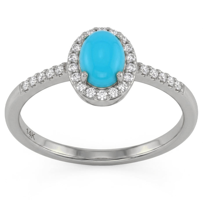 SPECIAL! .61ct G SI 14K White Gold Turquoise Gemstone Ring Size 6.5