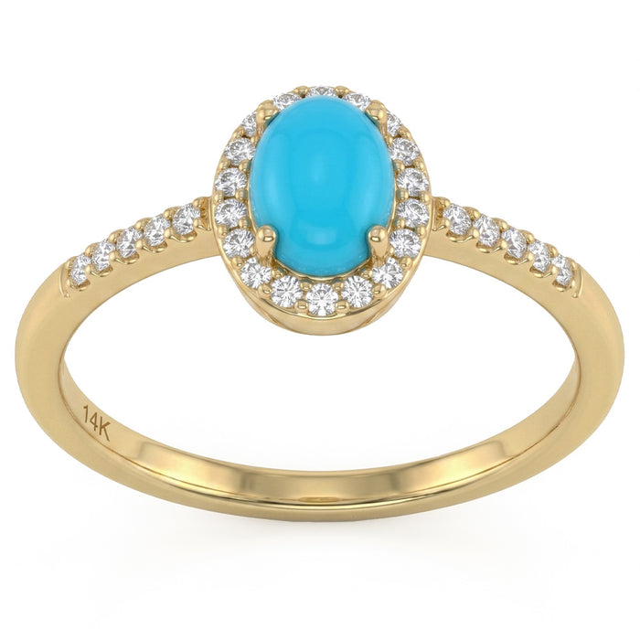 SPECIAL! .61ct G SI 14K Yellow Gold Turquoise Gemstone Pendant Size 6.5