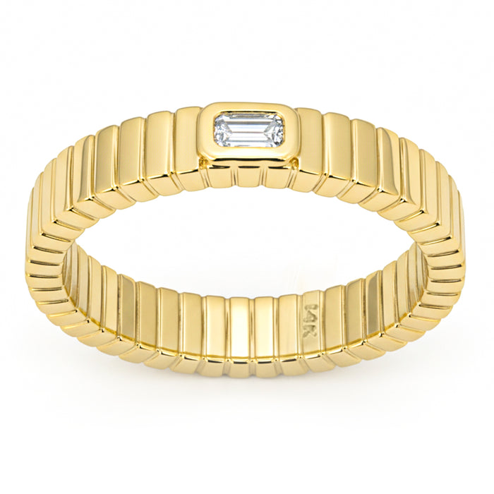 SPECIAL! .23ct G SI 14kt Yellow Gold Emerald Cut Diamond Bezel set Band Ring Size 7