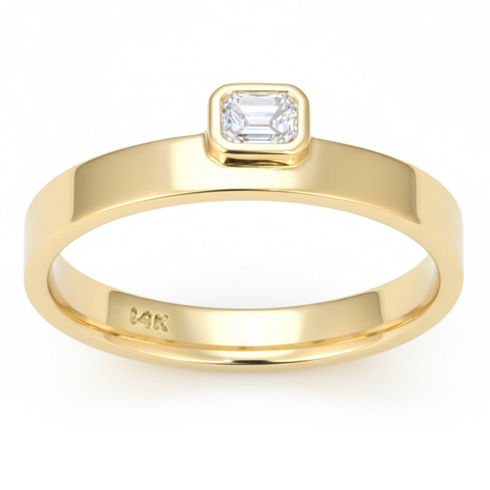 SPECIAL! .30ct G SI 14kt Yellow Gold Emerald Cut Diamond Bezel set Ring Size 6.5
