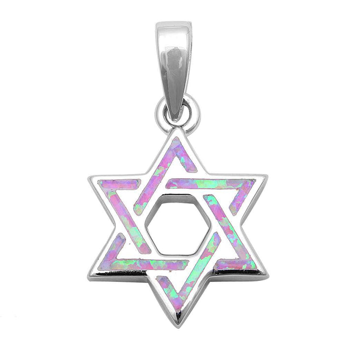 CLOSEOUT! Pink Opal Star of David .925 Sterling Silver Pendant