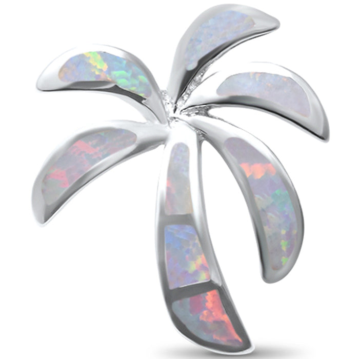 CLOSEOUT! White Opal Palm Tree .925 Sterling Silver Pendant