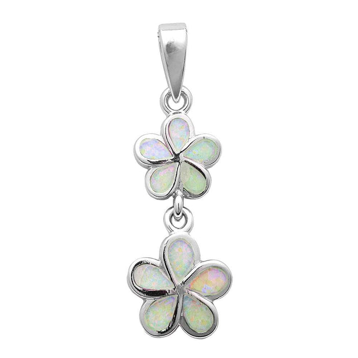 White Opal Plumeria .925 Sterling Silver Pendant