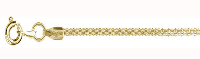 CLOSEOUT 20% OFF! 2.5MM Yellow Gold Plated Popcorn Chain Made in Italy .925 Sterling Silver Sizes 16-20" NEW
