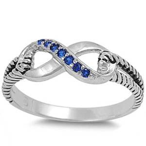 CLOSEOUT! Sapphire Infinity Knot .925 Sterling Silver Ring