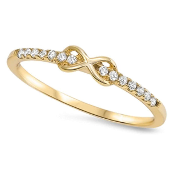 CLOSEOUT!Yellow Gold Plated Infinity w/ Cz .925 Sterling Silver Ring