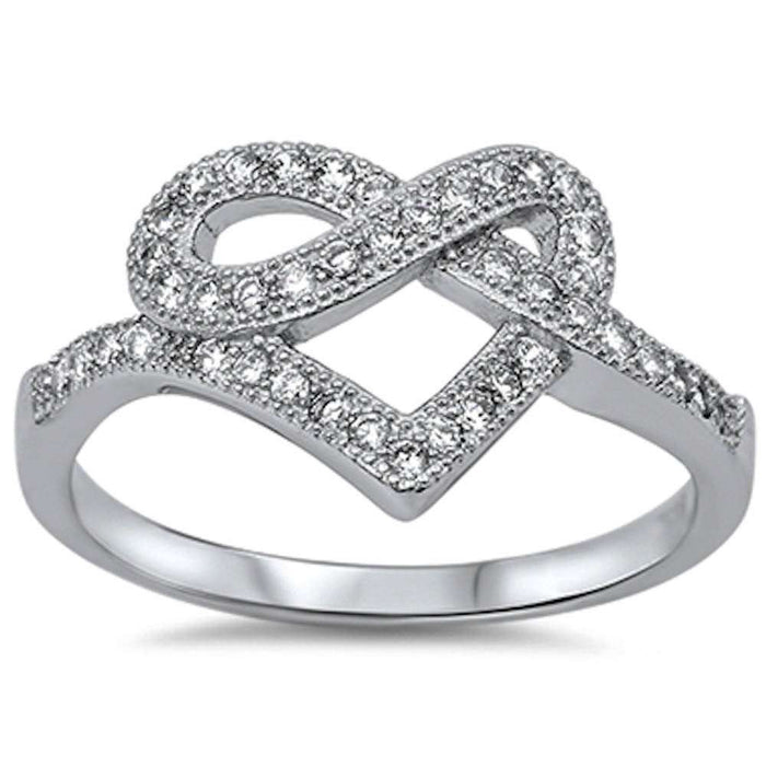 CLOSEOUT!Pave Cz Infinity Heart .925 Sterling Silver Ring