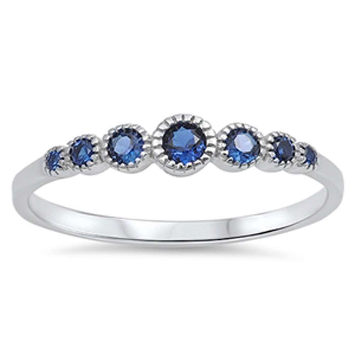 CLOSEOUT!Seven Round Sapphire .925 Sterling Silver Ring