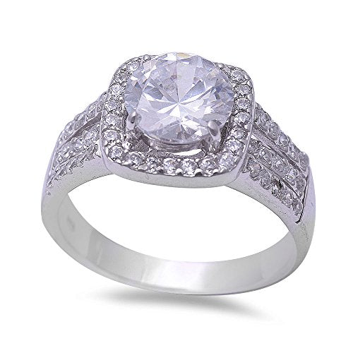 CLOSEOUT! Round Cz .925 Sterling Silver Halo Ring