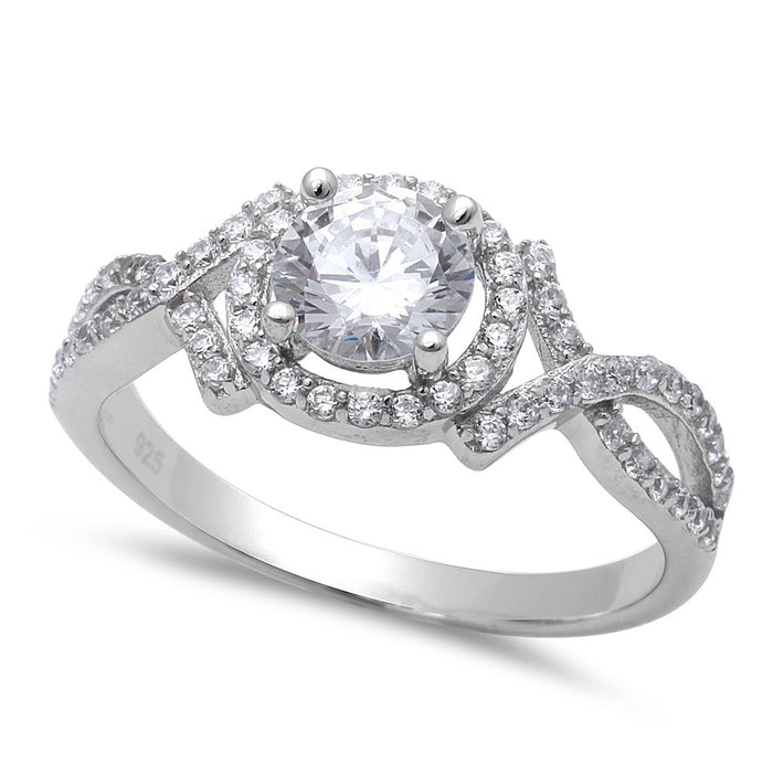 CLOSEOUT!1.25CT Halo Style Fine Cz Fashion Engagemet .925 Sterling Silver Ring Sizes 5, 10