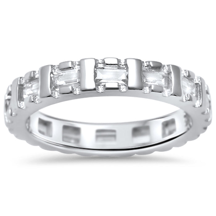 CLOSEOUT!1.5Ct Baguette Cz Band .925 Sterling Silver Ring