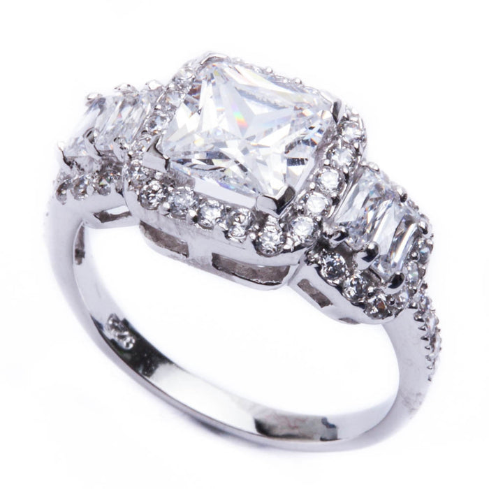 CLOSEOUT! 2ct Princess & Radiant Cut CZ Engagement .925 Sterling Silver Ring Sizes 5-10