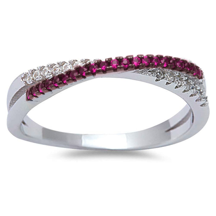 CLOSEOUT!Ruby Cubic Zirconia Infinity .925 Sterling Silver Ring