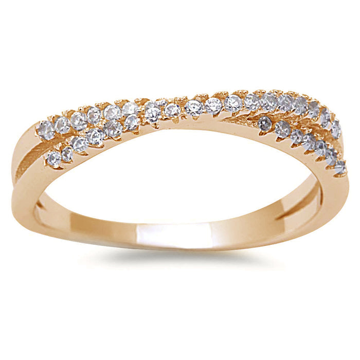 CLOSEOUT! Yellow Gold Plated New Style Cubic Zirconia Infinity .925 Sterling Silver Ring