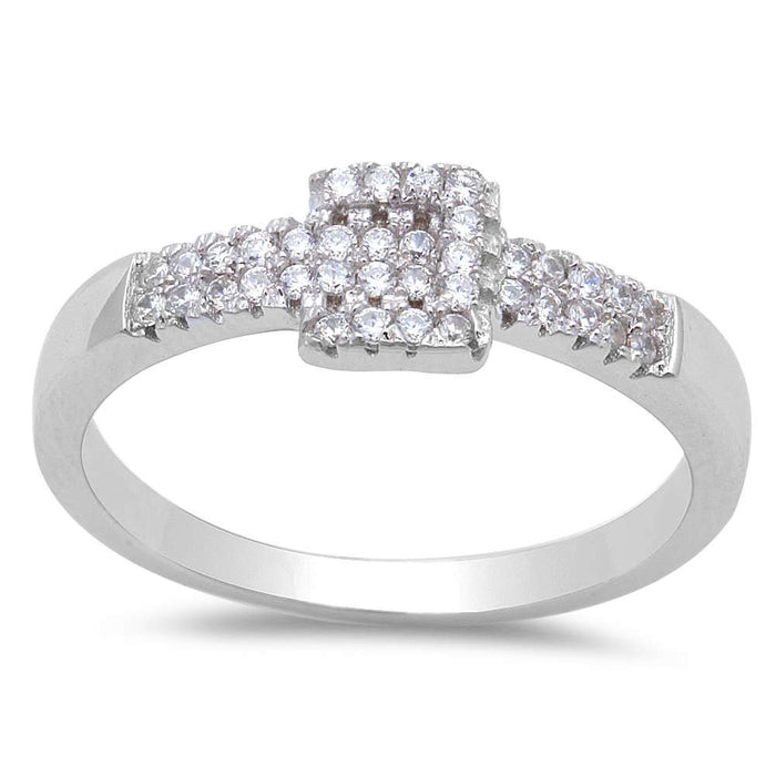 CLOSEOUT! Cz Belt Buckle .925 Sterling Silver Ring