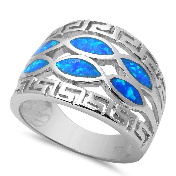 CLOSEOUT!Blue Opal .925 Sterling Silver Ring