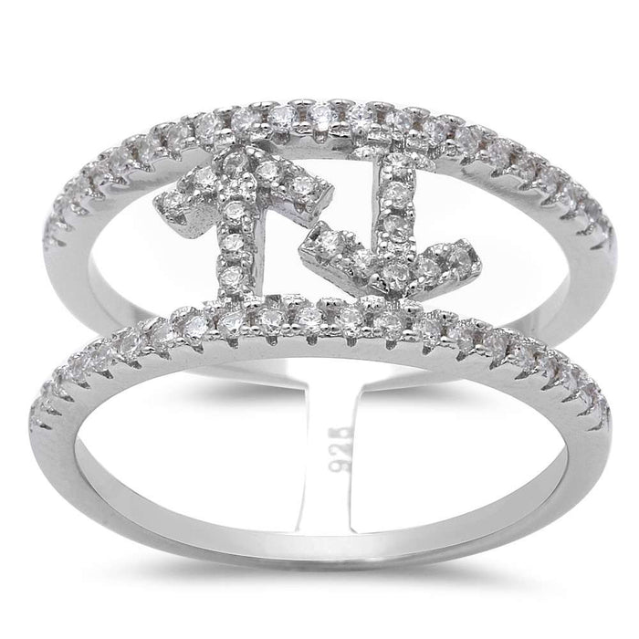 CLOSEOUT! Cubic Zirconia Arrow Fashion Band .925 Sterling Silver Ring