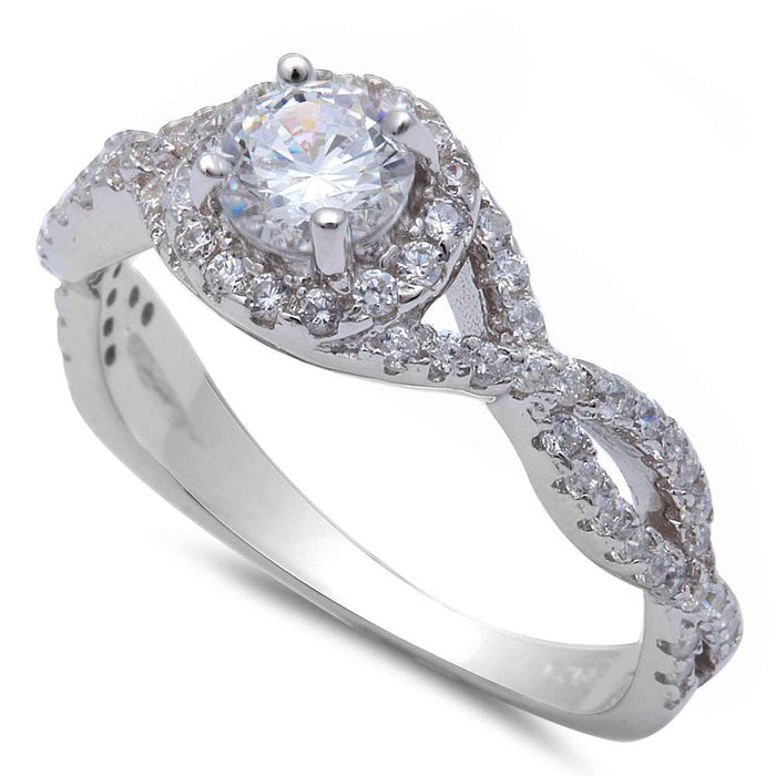 CLOSEOUT! .50CT Halo Cubic Zirconia Infinity Style .925 Sterling Silver Ring