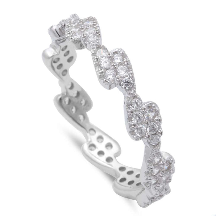 CLOSEOUT!New Design Micro Pave Cz Band .925 Sterling Silver Ring
