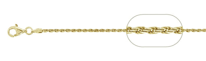 030 1.4MM Yellow Gold Plated Rope Chain .925 Solid Sterling Silver Available in 16"- 24 " inches NEW