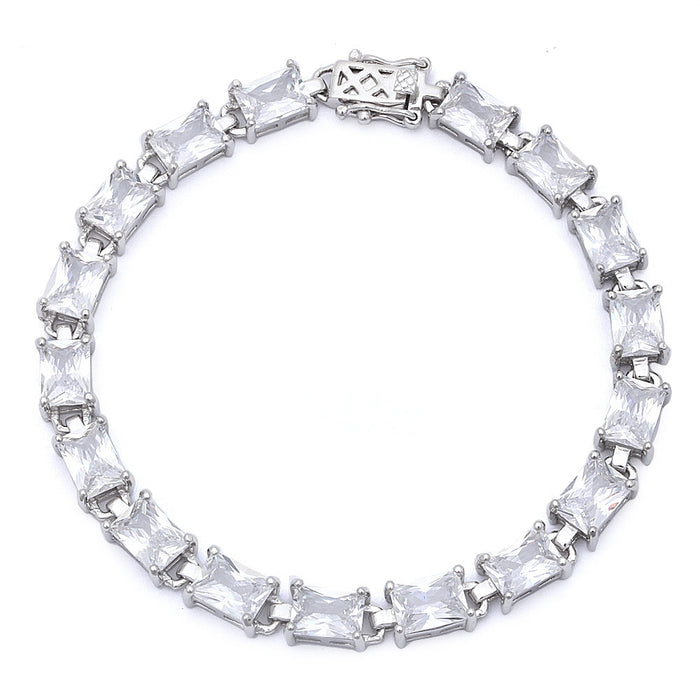 17.50ct Radiant Cut Cz .925 Sterling Silver Bracelet 7 1/4"