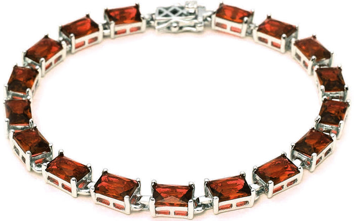 17.50ct Radiant Cut Garnet.925 Sterling Silver Bracelet 7 1/4"