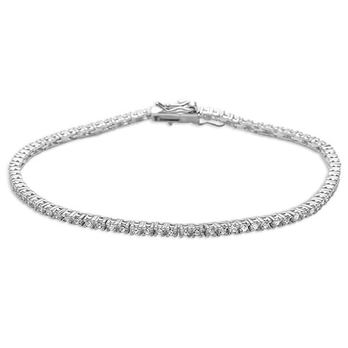 2MM Round 4 prong Tennis Cz .925 Sterling Silver Bracelet