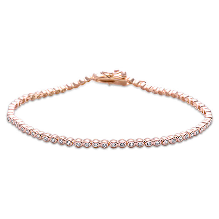 2MM Round Yellow Gold Plated Round Bezel Set Cz .925 Sterling Silver Bracelet