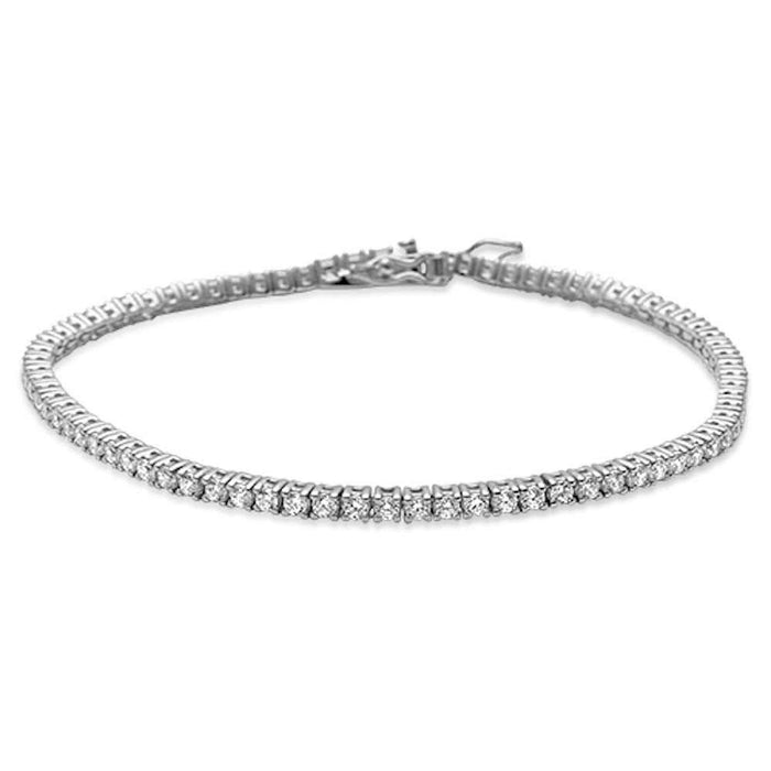 2.5MM ROUND 4 prong Tennis Cubic Zirconia .925 Sterling Silver Bracelet 7.25"
